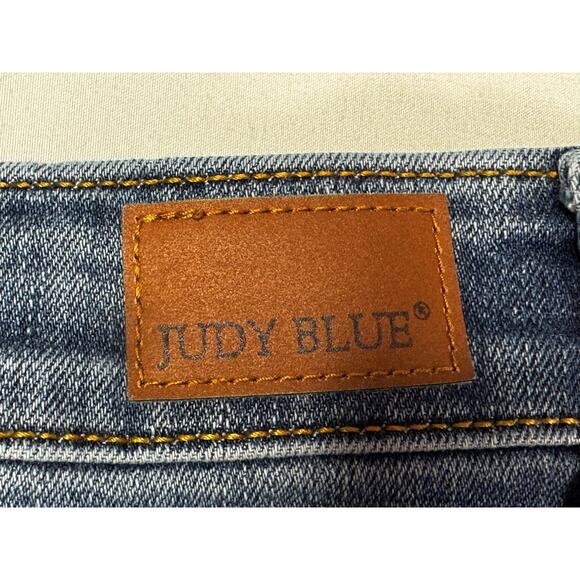 Judy Blue Women's Distressed Raw Hem Stretch Denim Dad Jeans - Size 15 (36x30.5) - Picture 3 of 6